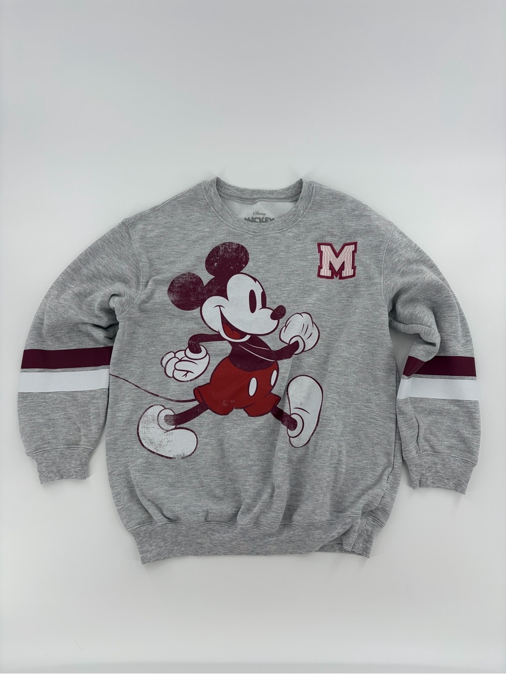 Disney Gray Sweatshirt with Maroon & White Mickey Graphic